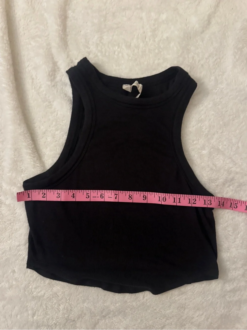 Black Ribbed Crop Tank Top - Women's